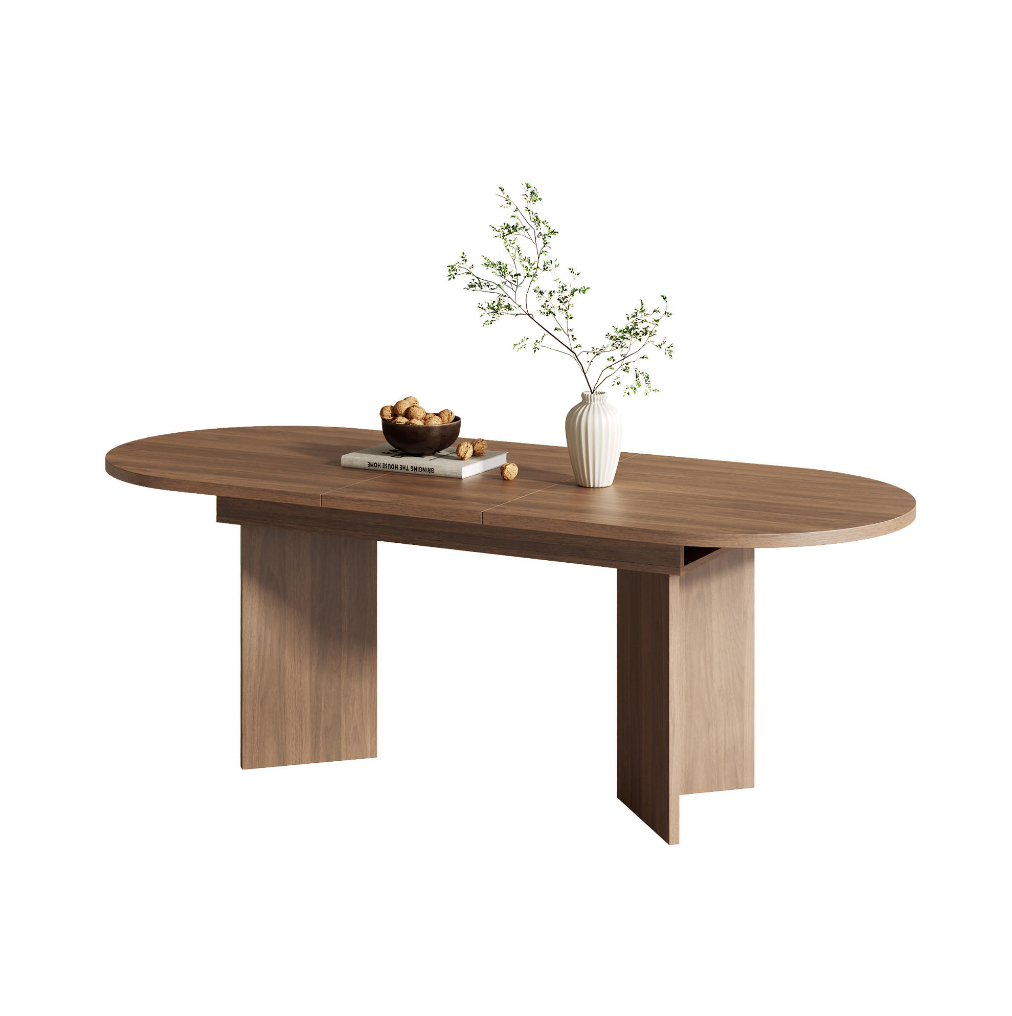 ESSTISCH 160/80/75 cm nussbaumfarben aus MDF mit Ausziehfunktion - Walnussfarben, Holzwerkstoff (160/80/75cm) - OKWISH