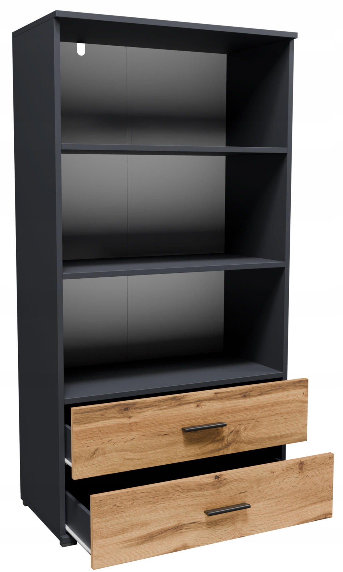 BÜCHERREGAL CR3-ST2 Graphit-Wotan Eiche 69/34/130 cm - Eiche Wotan/Graphitfarben, Holzwerkstoff (69/130/34cm)