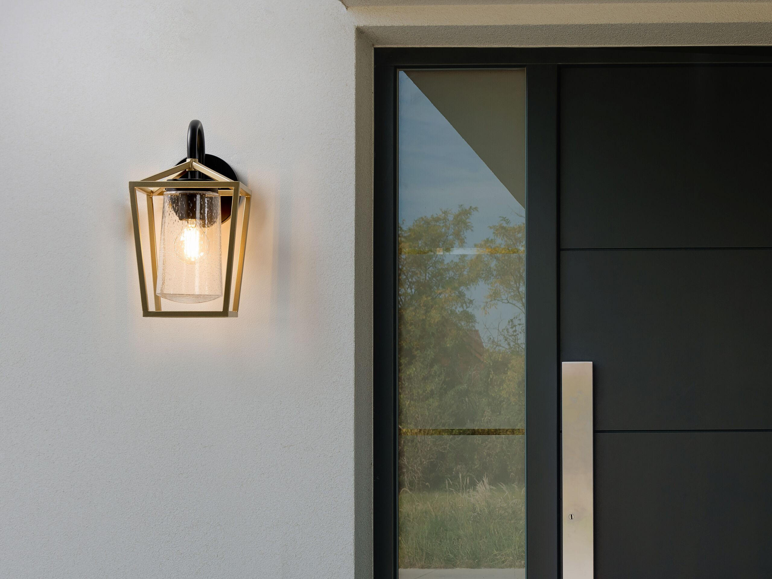 AUßENWANDLEUCHTE Ordie 14/14/33 cm - Goldfarben, Glas (14/33/14cm) - Beliani