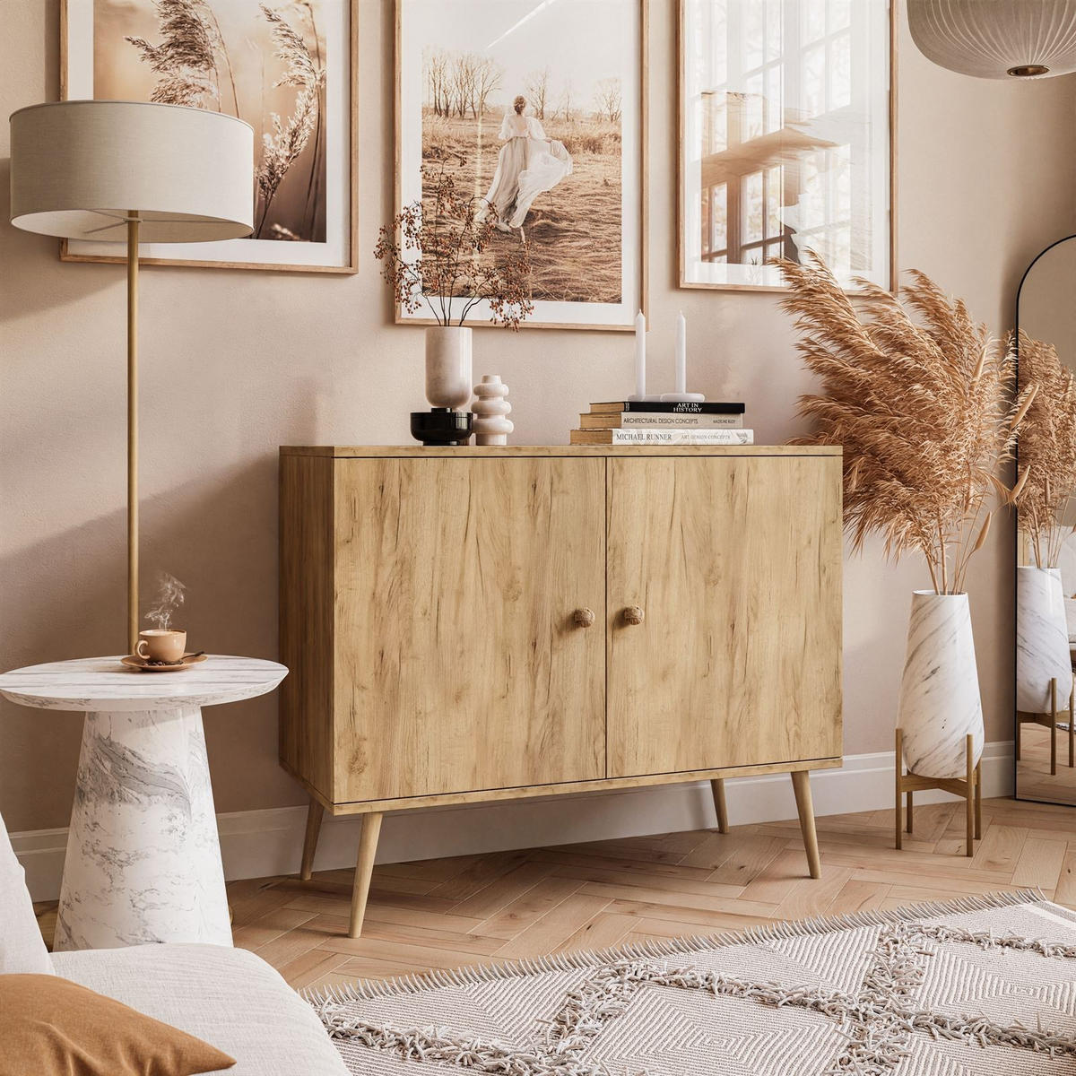 KOMMODE Zweitürige HARMONY Craft Gold Eiche - Eichefarben, Holzwerkstoff (100/85/42cm) - Lookway