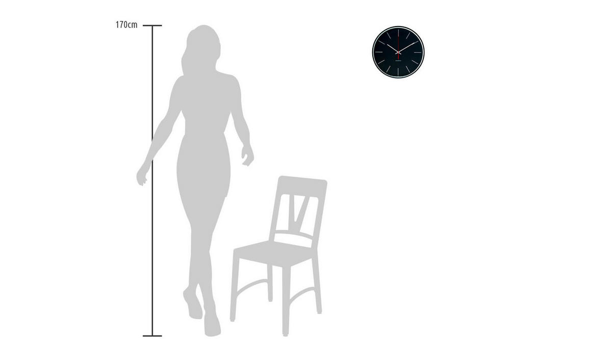 WANDUHR Design Schwarz 31/31 cm - Schwarz, Glas/Holzwerkstoff (0.94/30.5/4cm) - ONZENO