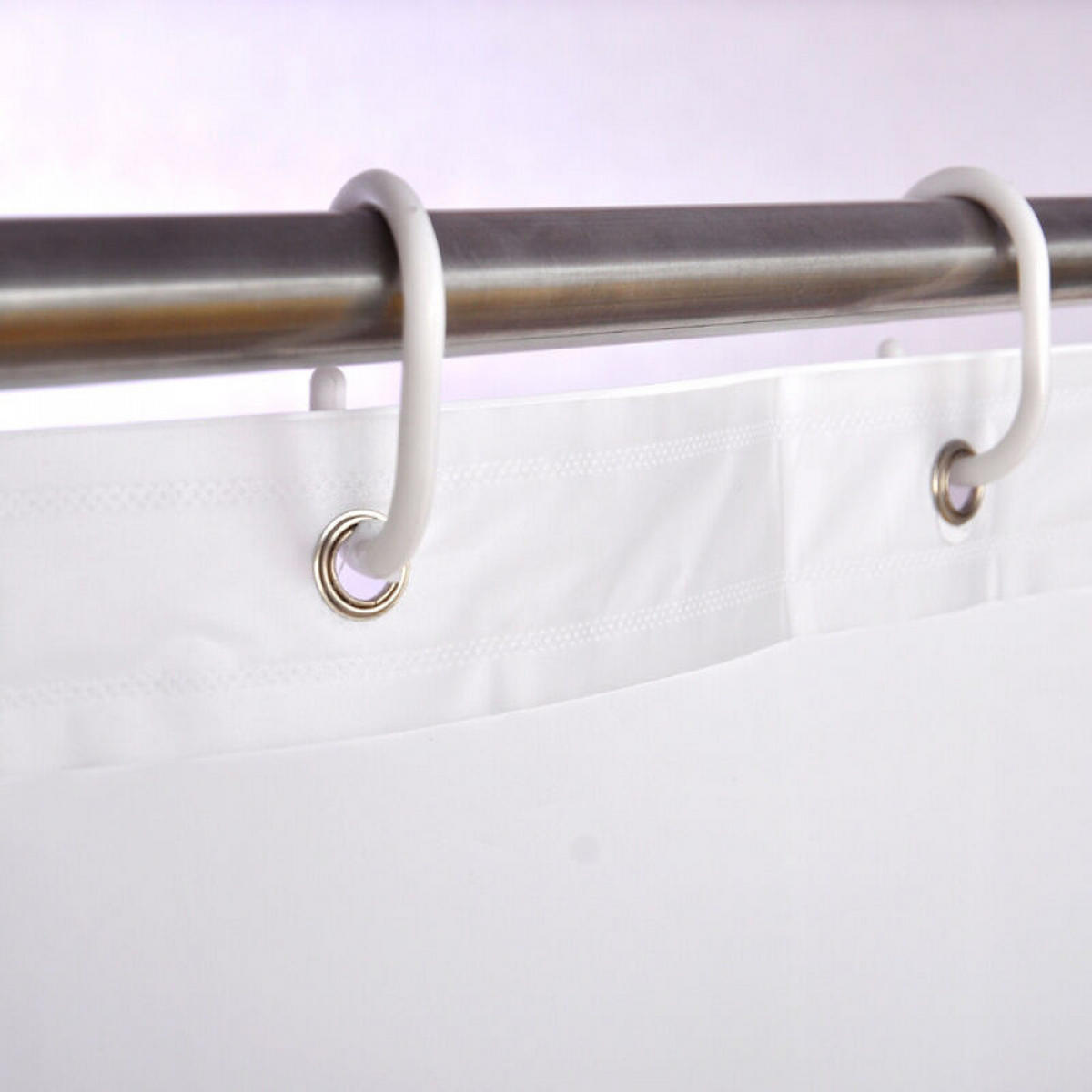 DUSCHVORHANG Weiß 90 x 180 cm Polyester wasserdicht schimmelresistent mit Haken rostfrei - Weiß, Kunststoff (90/180cm) - MCBOSON