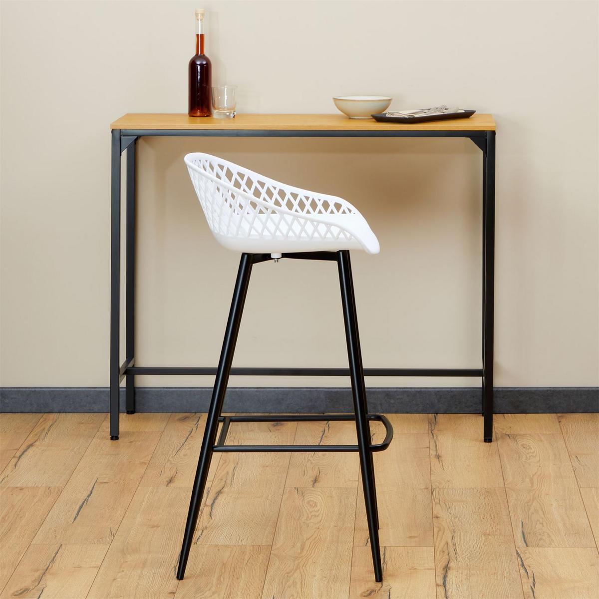 BARHOCKER IREK 2ER-SET - Schwarz/Weiß, Textil (48/96/48cm) - IDIMEX