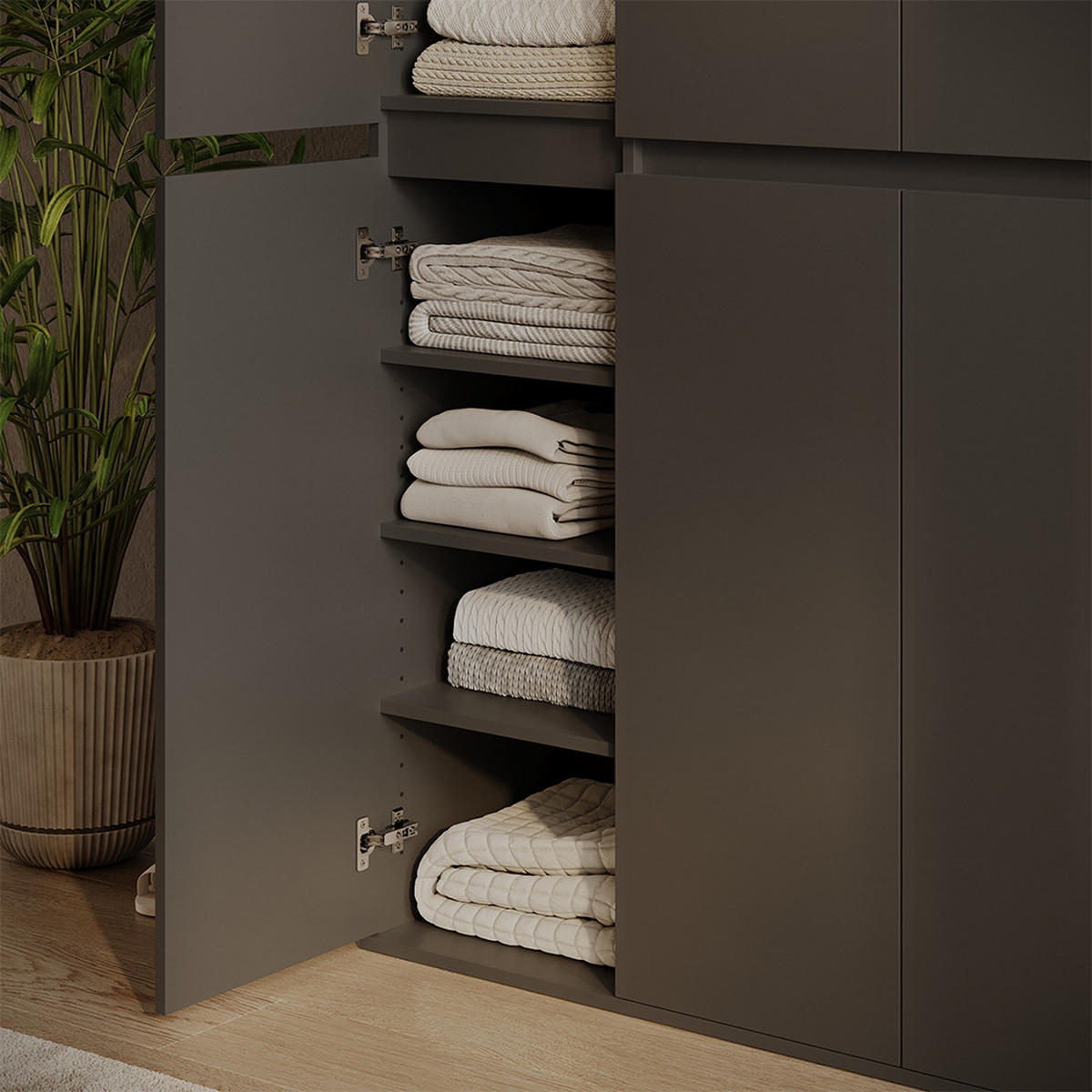 EINLEGEBODEN Claus Anthrazit 2er Set - Anthrazit, Holzwerkstoff (35.4/1.6/36.3cm) - Vicco