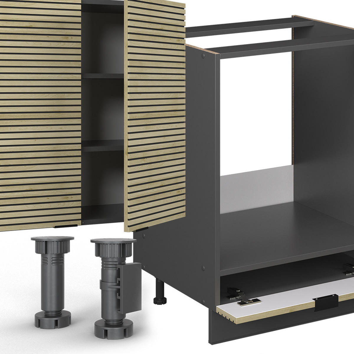 KUCHYŇSKÝ KOUT Fame-Line Dubový panel/antracit - antracitová/barva dubu, kompozitní dřevo (355/81.6/46cm) - Vicco