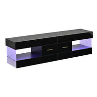TV-ELEMENT152X35X40CM Schwarz-Hochglanz mit LED-Beleuchtung und Schubladen - Schwarz, Holz (46.71/18.21/89cm) - Raelunyi
