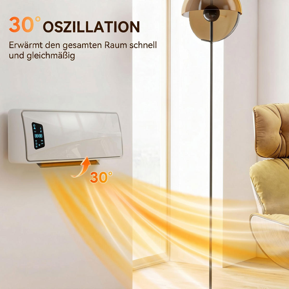 WANDMONTIERTER-ELEKTROHEIZER ABS PA Weiß - Weiß, Kunststoff (18.7/14.5/54cm) - HOMCOM