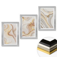 WANDBILDER 3er Set - 20x30 cm Silberner Rahmen - Lineare abstrakte Motive - Silberfarben, Kunststoff (20/30cm) - ArtPrintCave