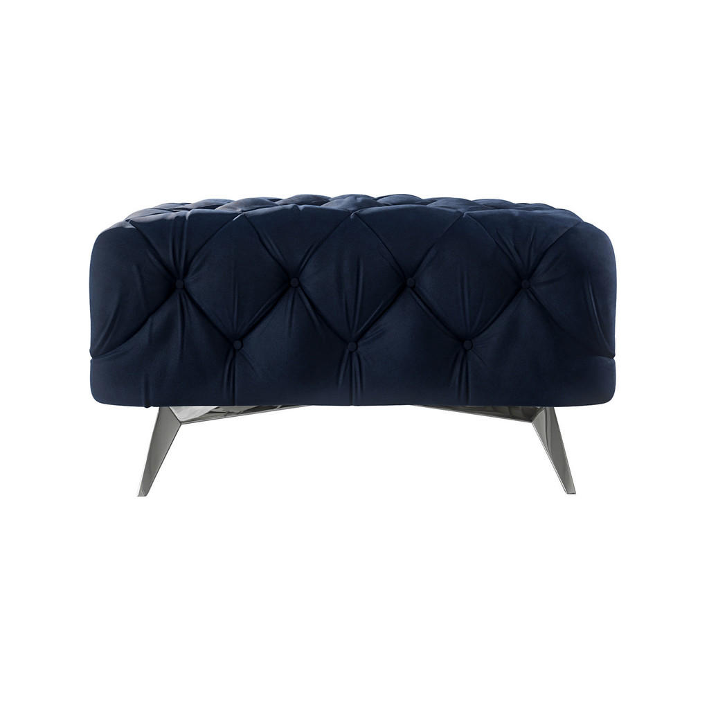 Thumbnail - S-Style Möbel Hocker, Dunkelblau, Textil, Echtholz,Buche, Birke, 1-Sitzer, Füllung: Polyetherschaumkern, 80x45x80 cm, Bl...