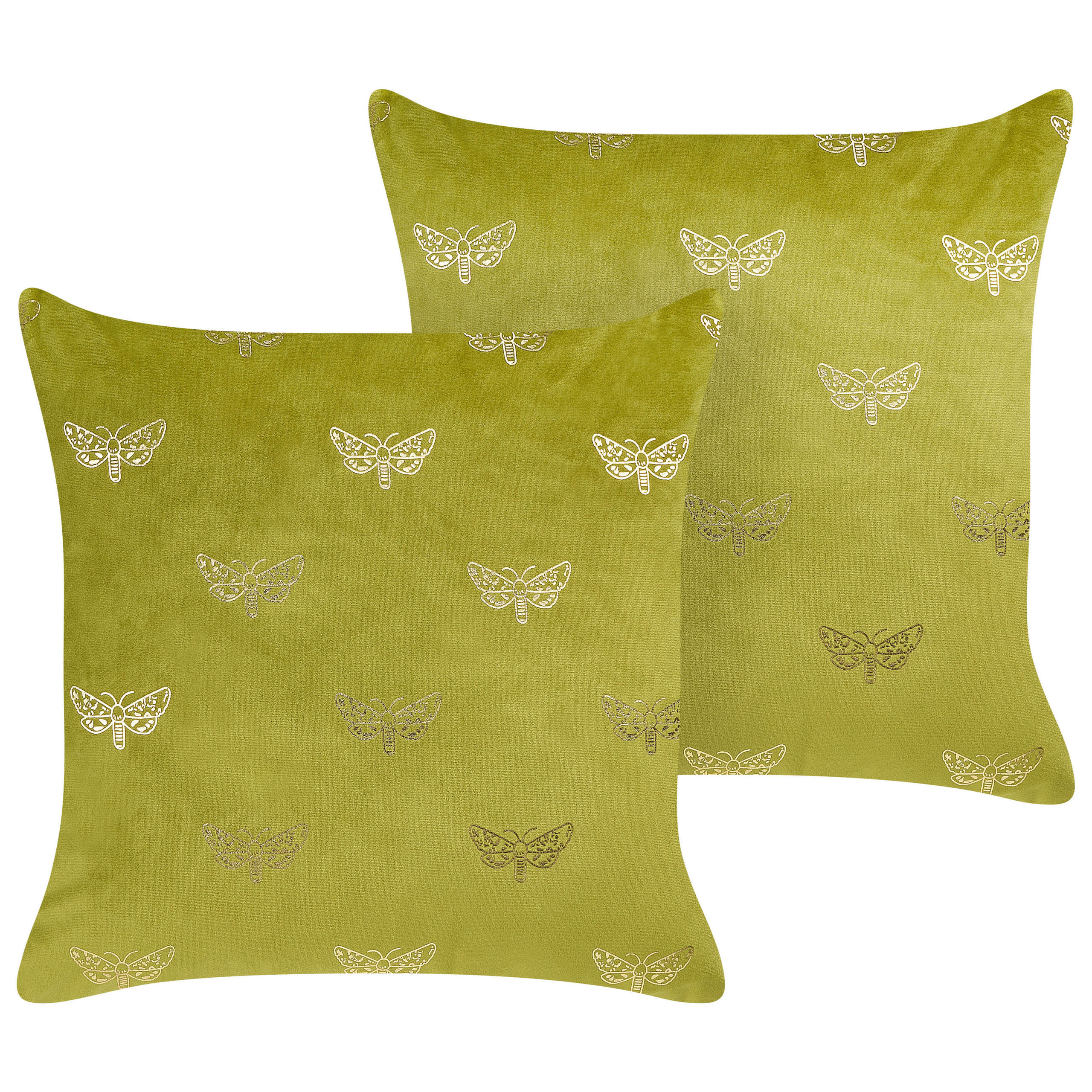DEKOKISSEN 2er-Set Hellgrün 45/45 cm Yuzuri - Hellgrün, Textil (45/45cm) - Beliani