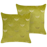 DEKOKISSEN 2er-Set Hellgrün 45/45 cm Yuzuri - Hellgrün, Textil (45/45cm) - Beliani