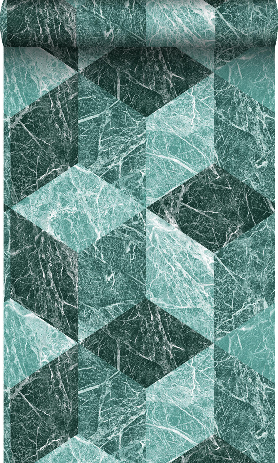 TAPETE 3D Marmor Motiv 53 cm x 10.05 m - Grün, Papier (53/1000cm) - Origin Wallcoverings