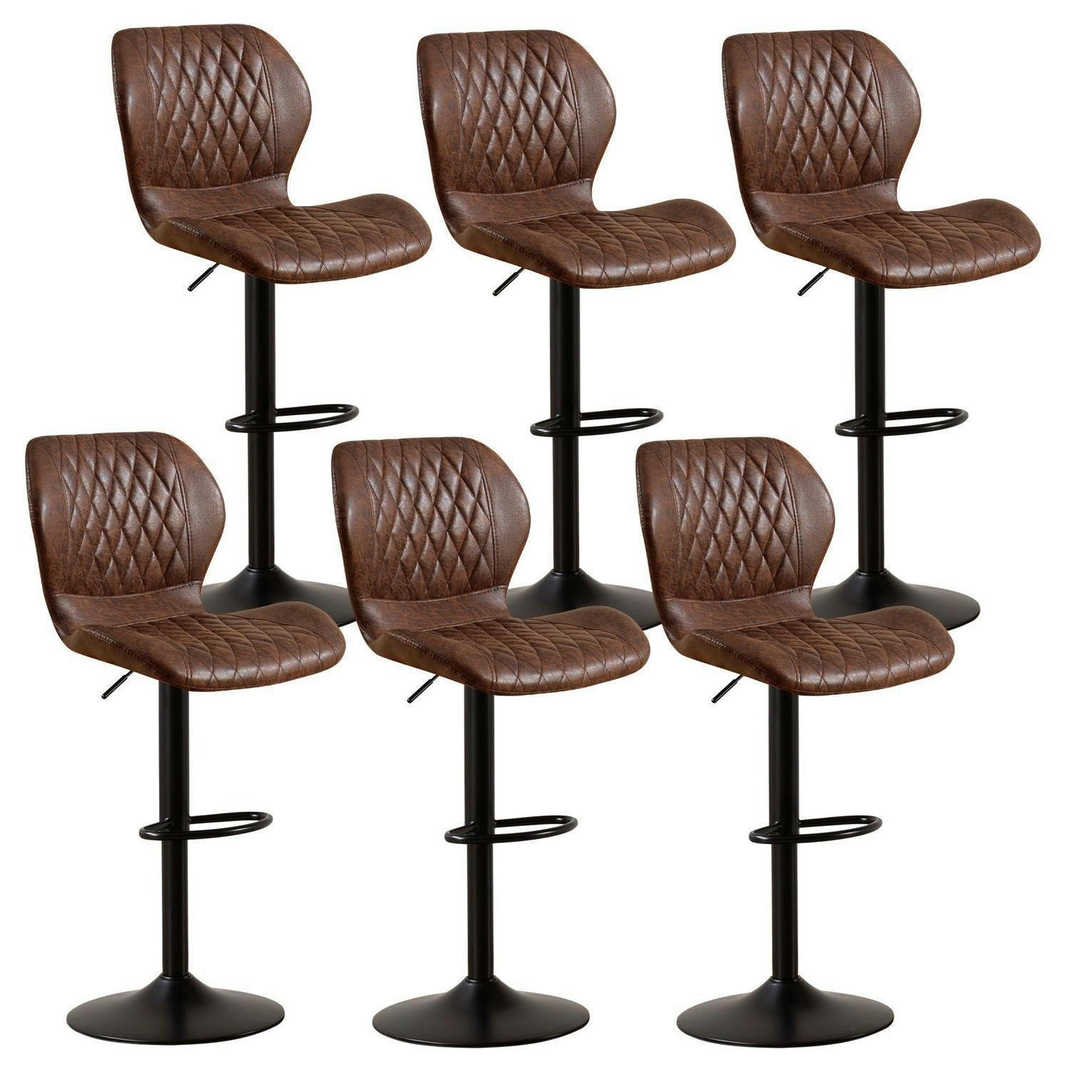 BARHOCKER 6er Set PU-Kunstleder Braun Höhenverstellbar - Braun, Kunststoff (46.5/111/38cm)