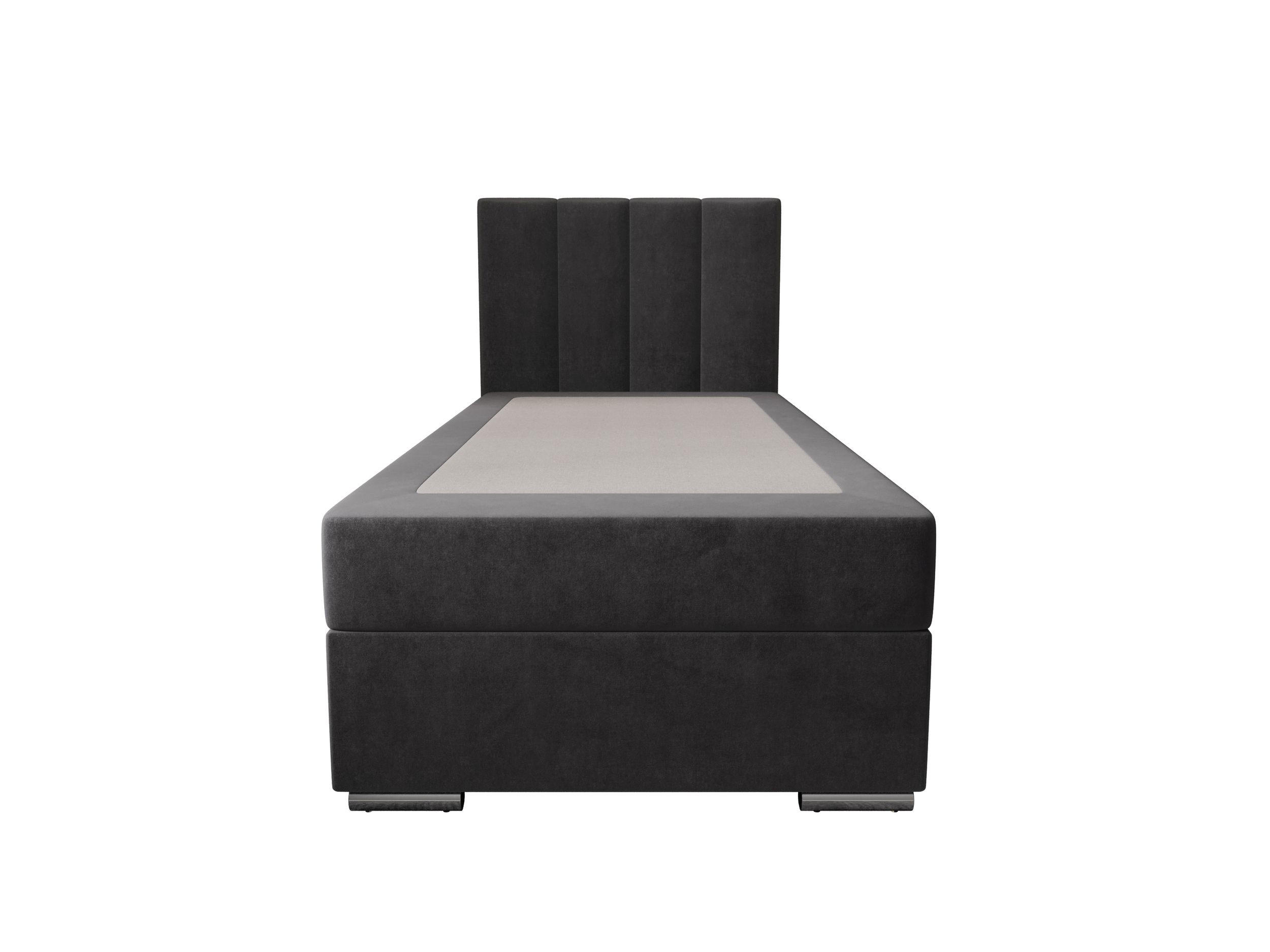BOXBETT ZILANO 2 mit Matratze H3 und Topper 90x200 Itaka 14 rechts - Grau, Holz/Textil (90/200cm) - Bedante