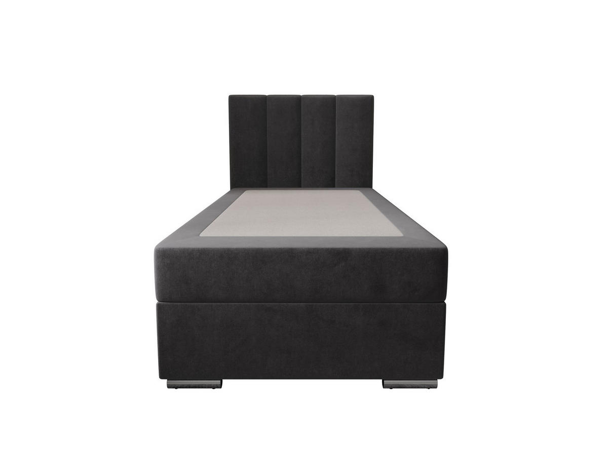 BOXBETT ZILANO 2 mit Matratze H3 und Topper 90x200 Itaka 14 rechts - Grau, Holz/Textil (90/200cm) - Bedante