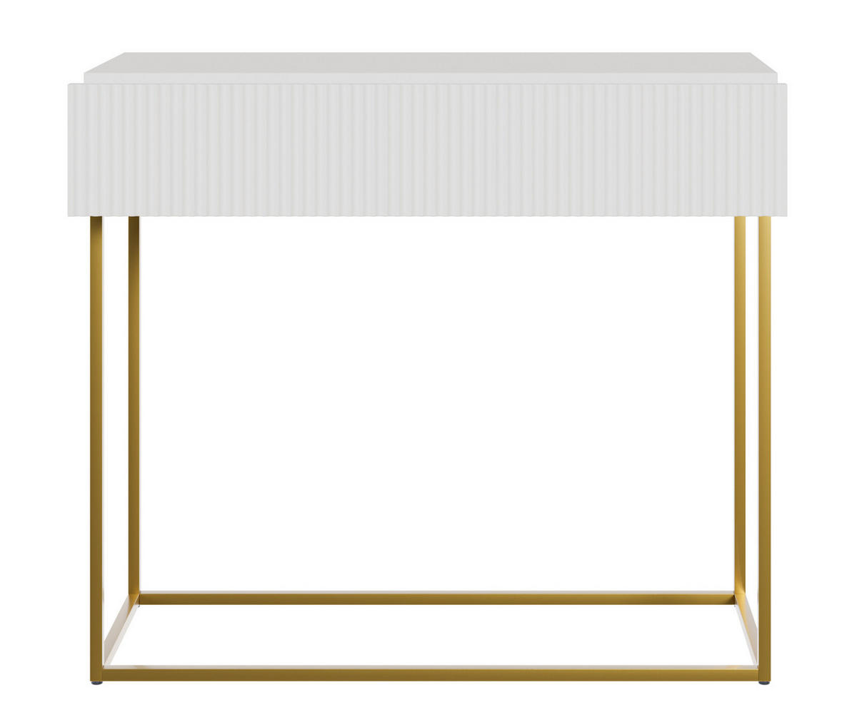 KONSOLENTISCH Veldio Weiß mit goldenen Beinen 90 cm - Goldfarben/Weiß, Holzwerkstoff/Metall (35.6/90/79cm) - Selsey