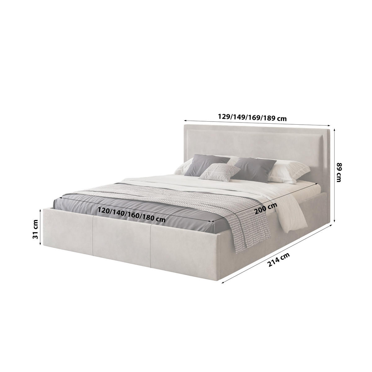 POLSTERBETT Osterne 120x200 cm, Beige - Hellbraun, Textil (120/200cm) - Fedve