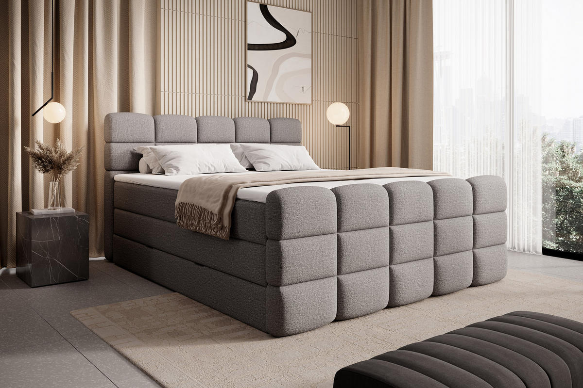BOXSPRINGBETT Carenzo 1 anthrazit 160/200 cm H3/H4 - Anthrazit, Textil (160/200cm) - wonello