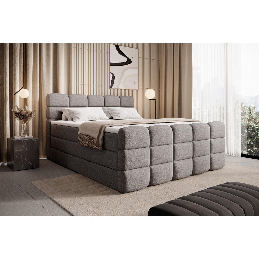 Thumbnail - wonello Boxspringbett, Anthrazit, Textil, H3, Höhe ca. 20 cm, 180x200 cm, Schlafzimmer, Betten, Boxspringbetten