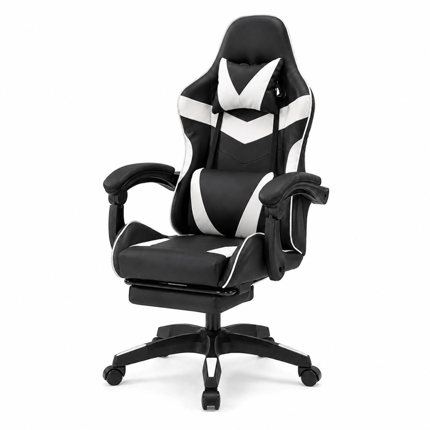 GAMING-STUHL Akron Schwarz und Weiß Verstellbar Ergonomisch - Weiß, Kunststoff (63/112/75cm) - Concept Usine