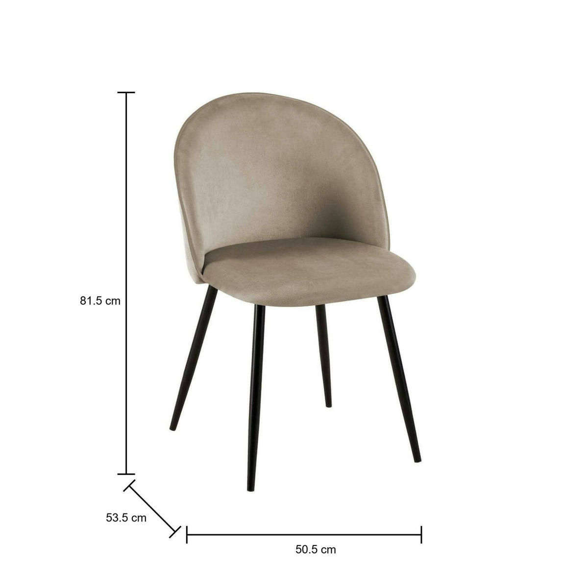 STUHL 4er Set in Metall Sand 53.5x50.5h81.5 - Schwarz, Metall (50.5/81.5/53.5cm) - DMORA