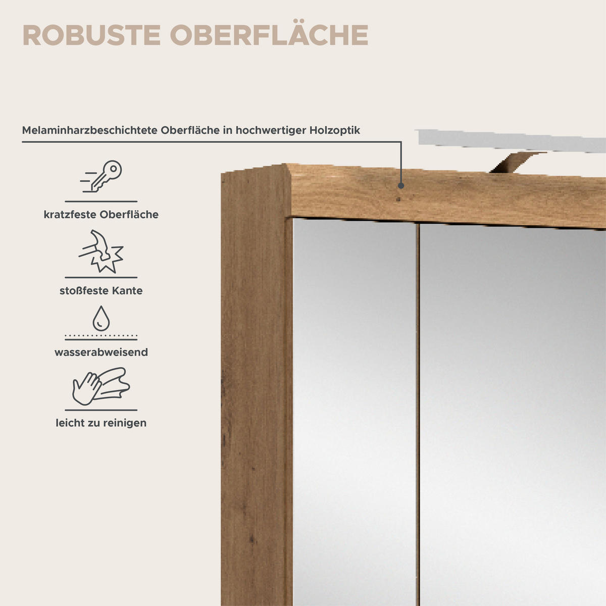 SPIEGELSCHRANK inkl. Bel. SCOUT (B/H/T: ca. 60/79/18 cm) in Artisan Eiche Nachbildung/Spiegelglas - Eiche Artisan, Holzwerkstoff (60/79/18cm)
