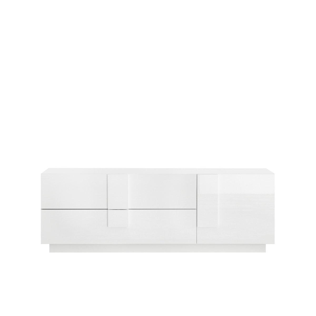 TV-MÖBEL mit 2 Schubladen und 1 Tür L182 cm - Jupiter - Weiß, Holzwerkstoff (44/63/182cm) - Calicosy