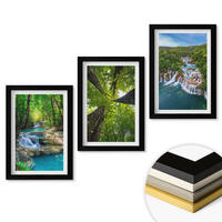 WANDBILDER 3er-Set - 20x30 cm Schwarzer Rahmen - Wasserfälle grüner Wald Wasser - Schwarz, Kunststoff (20/30cm) - ArtPrintCave