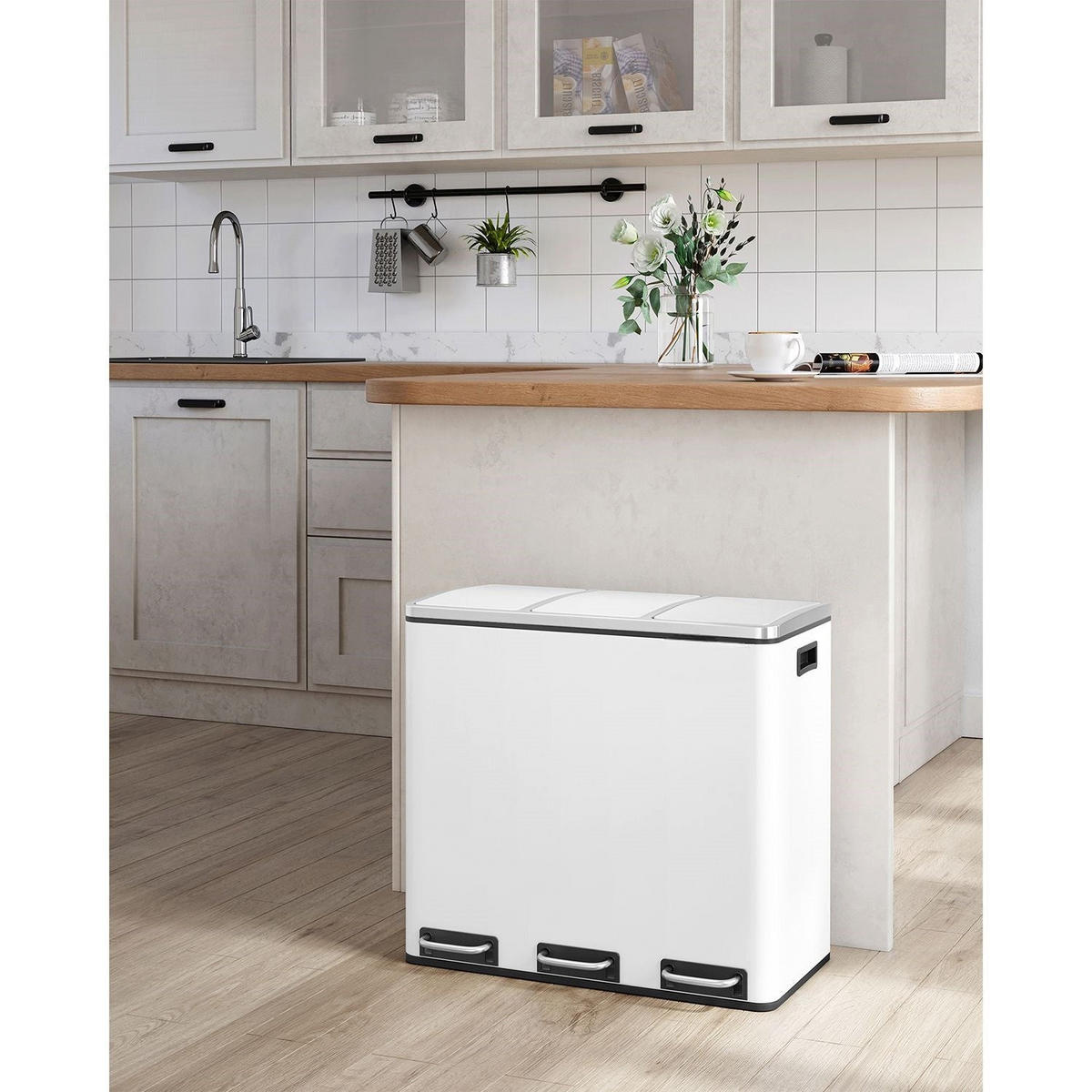 MÜLLEIMER PARAMARIBO - Weiß, Metall (31.5/56/61.5cm) - Hansiro