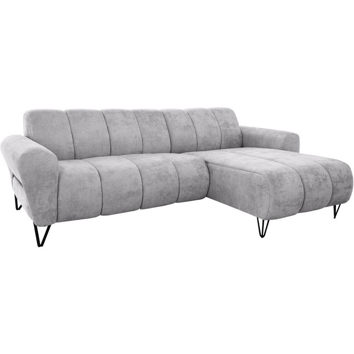 ECKSOFA Volare Mini ohne Schlaffunktion hellgrau rechts, Vega-Stoff - Hellgrau/Schwarz, Textil/Metall (256/165cm) - Beautysofa