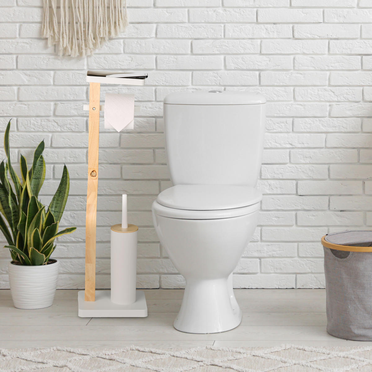 WC-GARNITUR - Weiß, Holz/Kunststoff (23/80.5/18cm) - Relaxdays