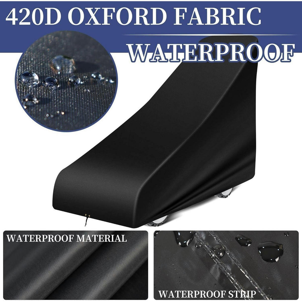 RASENMÄHER-ABDECKUNG 140 x 56 x 103 cm wasserdicht 420D Oxford Schwarz - Schwarz, Kunststoff (56/103/140cm)