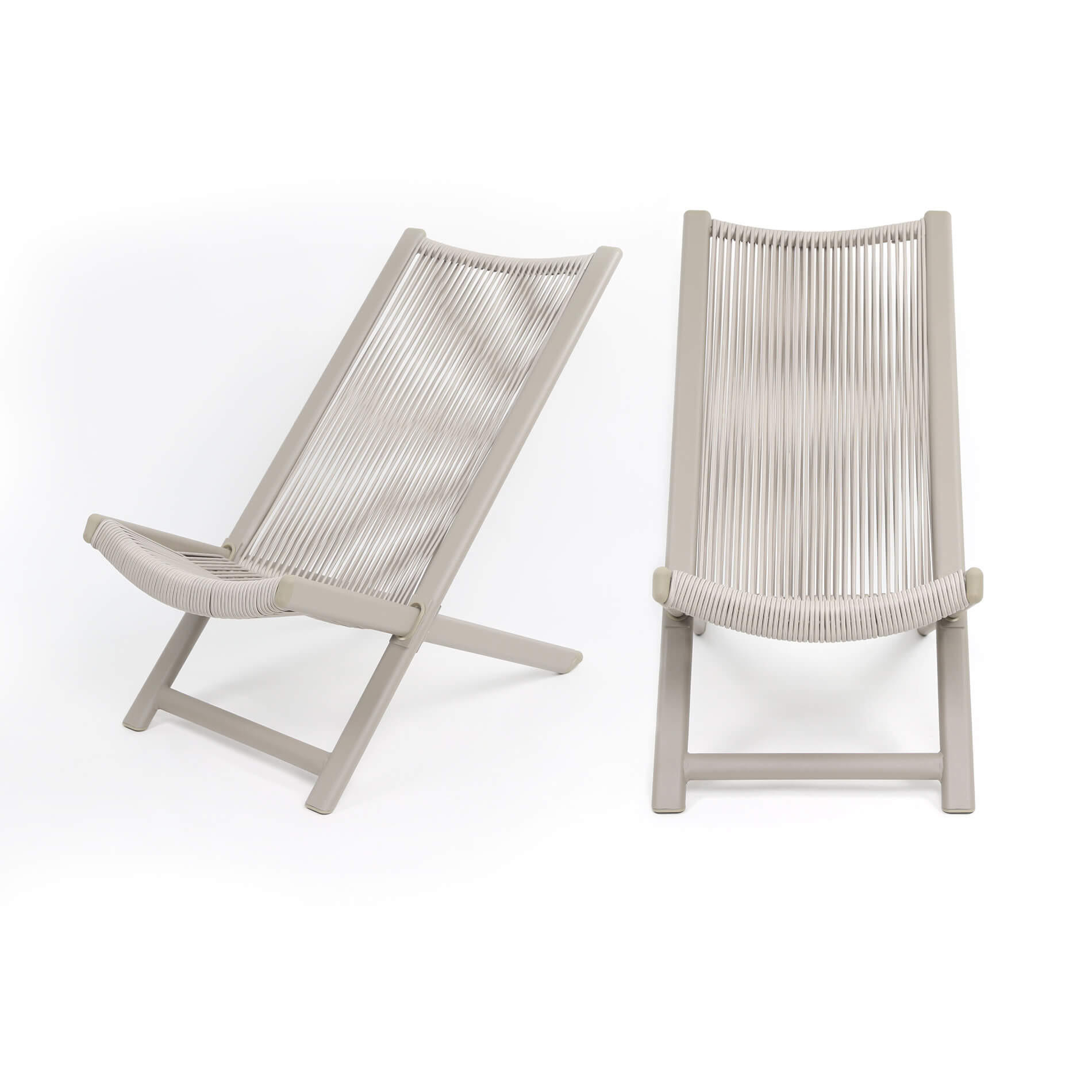 GARTEN-RELAXSESSEL Grau 48/90/79 cm 2er Set - Grau, Metall (48/79/90cm) - Mobili Rebecca