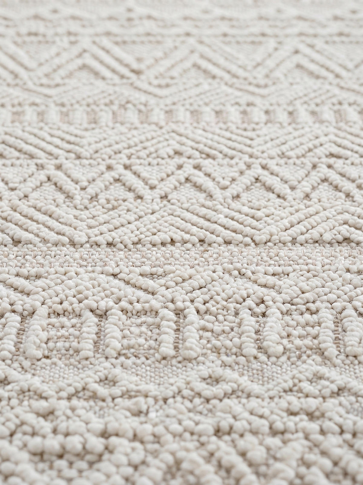 TEPPICH Flachgewebe LANGAU in Creme, mit Ethno-Streifen, Ø 200 cm - Creme, Textil (200/200cm) - KADIMA DESIGN
