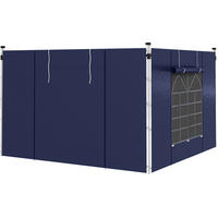PAVILLON-SEITENWÄNDE 295/195 cm im 2er-Set aus Polyester mit Fenstern, Reißverschlusstüren und Riemenbefestigung, Blau - Blau, Kunststoff (195/195/295cm) - Redom