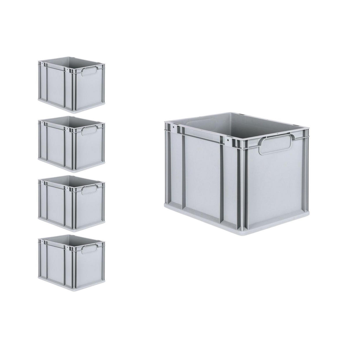 EUROBOX 5x Nextgen Economy Mit Auflagedeckel Grau/Schwarz Griffe Geschlossen - Schwarz, Kunststoff (30/32/40cm) - PROREGAL