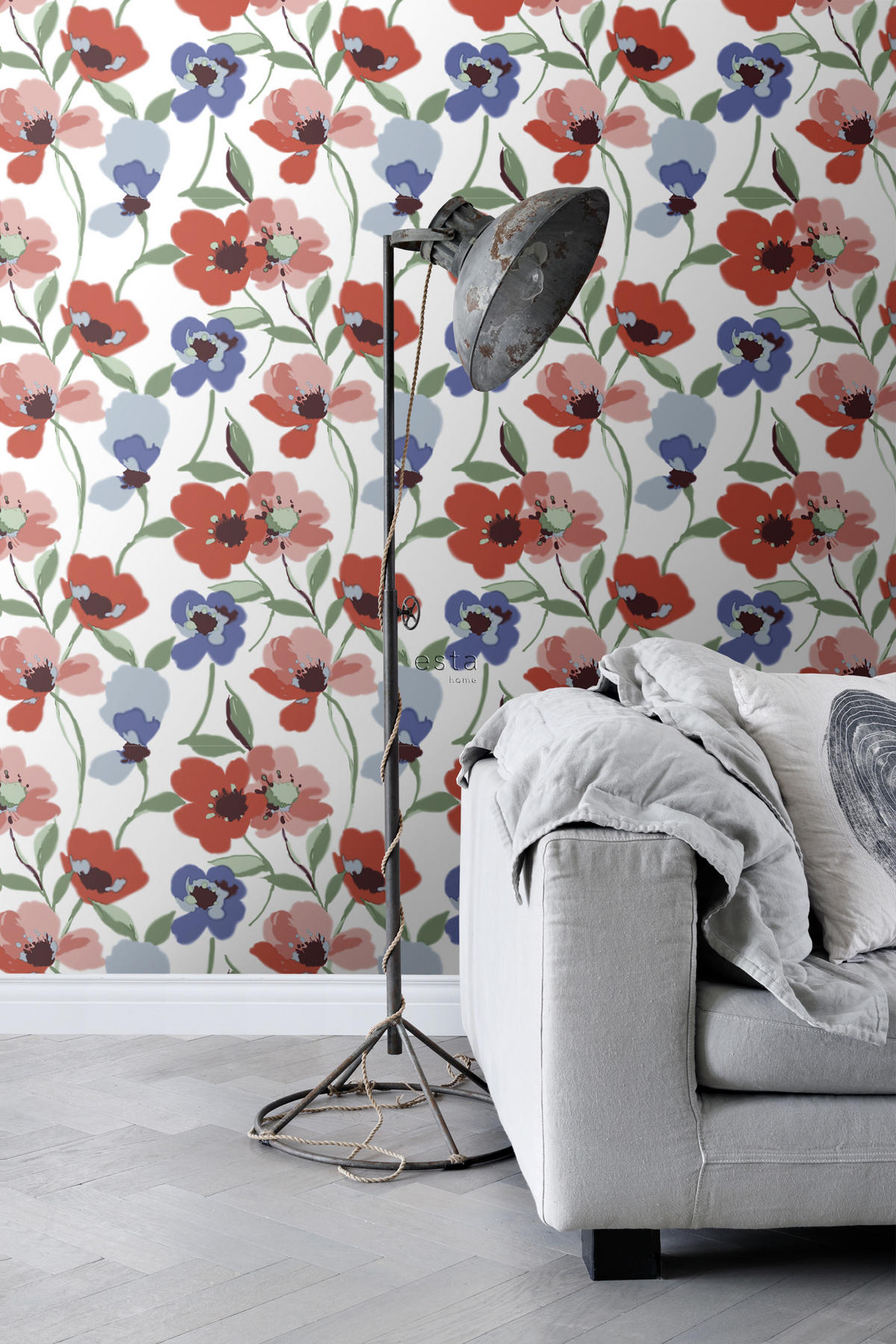 TAPETE Mohnblumen 50 x 900 cm - Rot, Papier (50/900cm) - ESTAhome