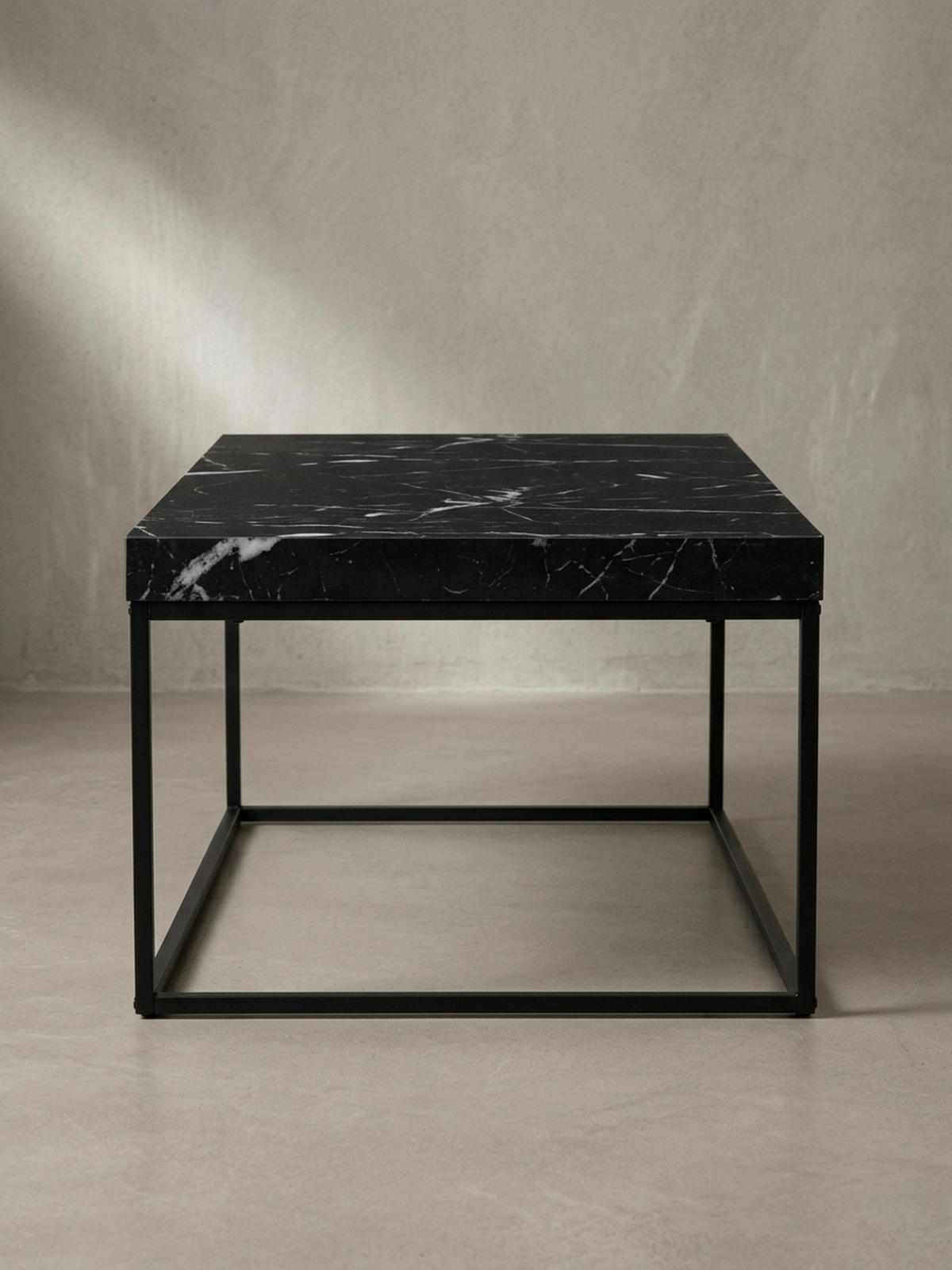 COUCHTISCH in Stein-Optik mit Metallbeinen, Modernes Design, Rechteckig, Groß, Schwarz 120x60x38 cm - Schwarz, Holzwerkstoff/Metall (60/120/38cm) - KADIMA DESIGN