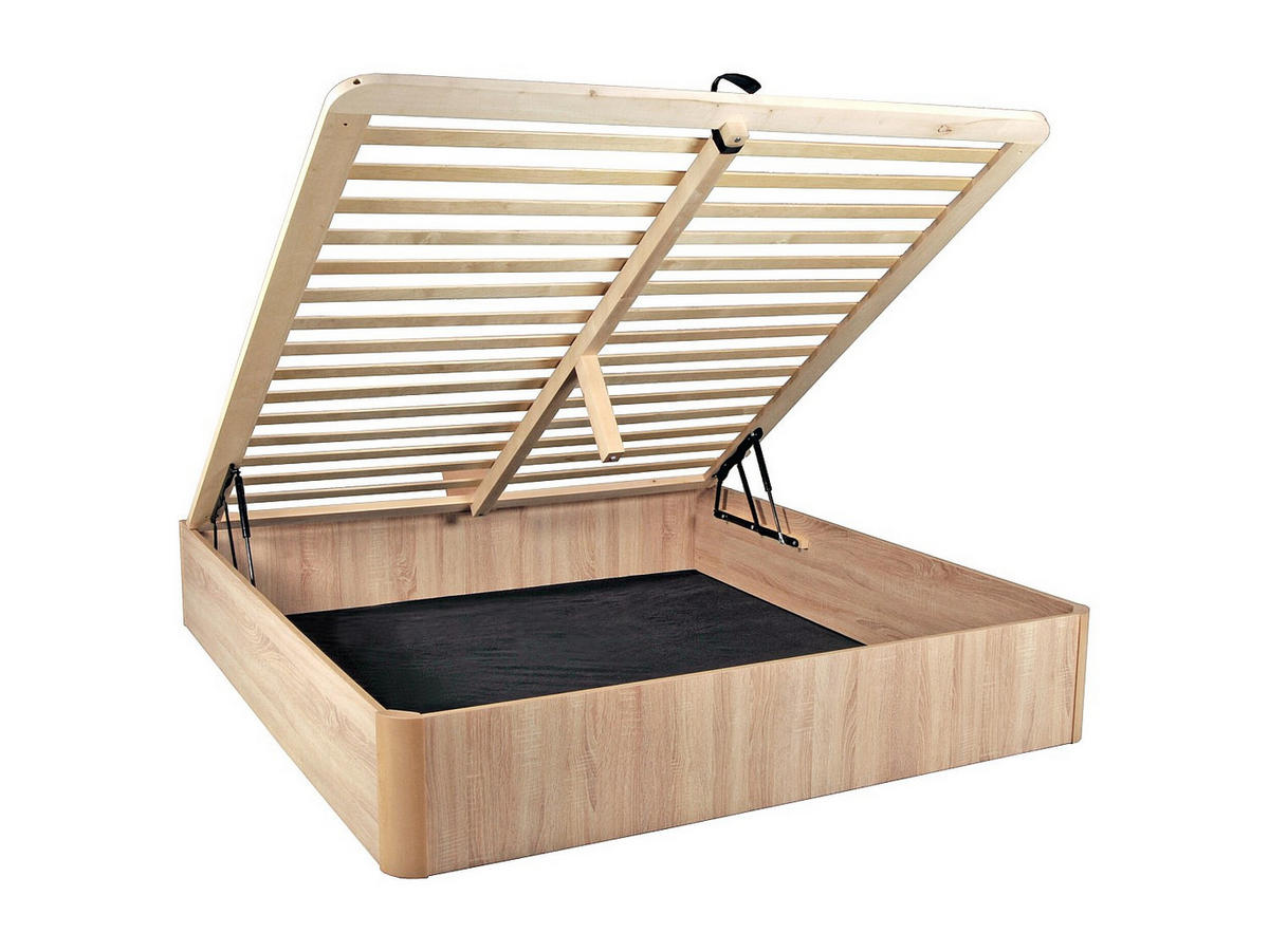KASTENBETT VERSO mit Lattenrost / 160x200 cm - Eiche Hell Dekor - Naturfarben, Holz/Holzwerkstoff (160/200cm) - Weber Industries