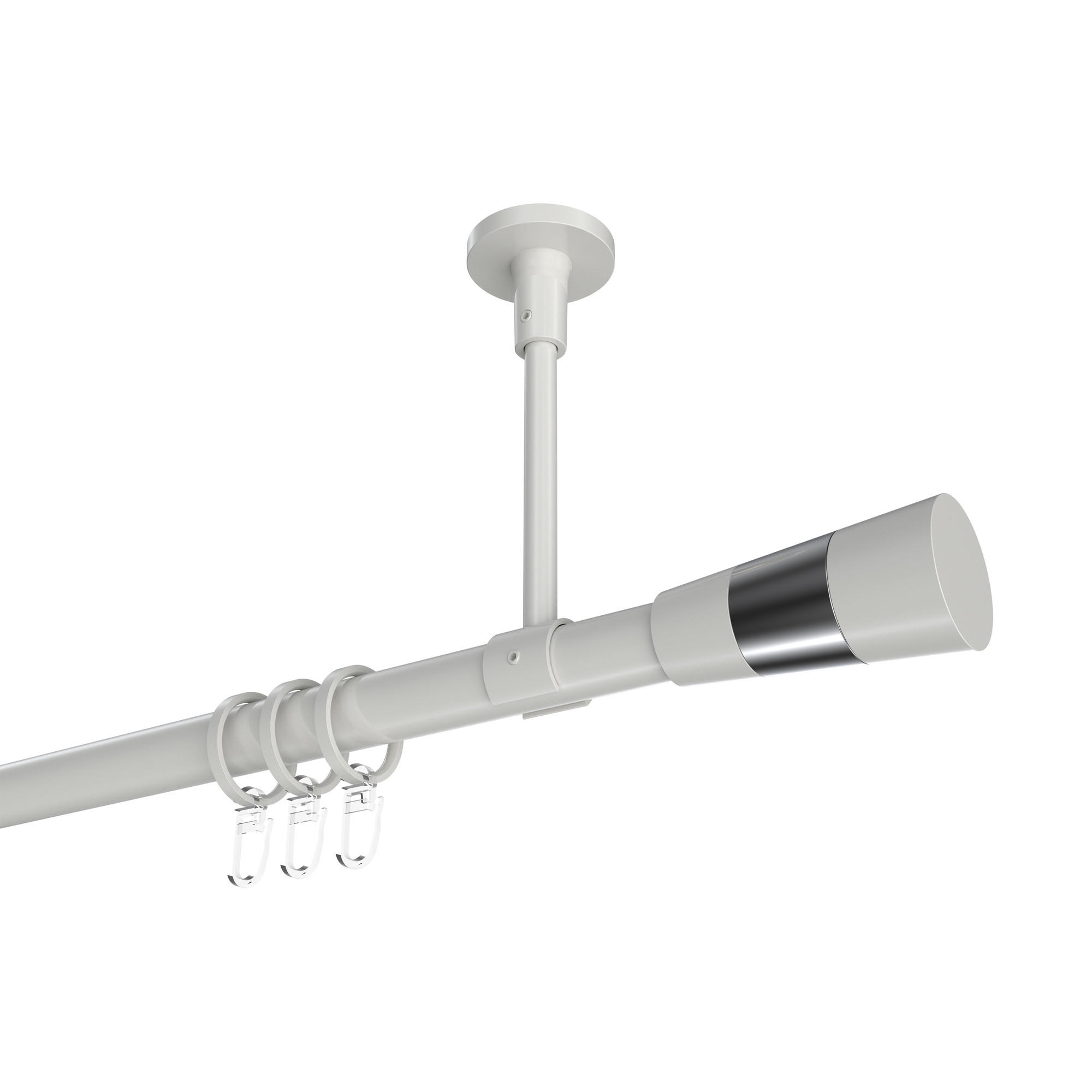 GARDINENSTANGEN-SET Sonette Tanara 100 cm, 1-läufig, 20 mm Ø Weiß - Chromfarben/Weiß, Metall (100cm) - INTERDECO