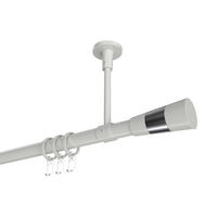 GARDINENSTANGEN-SET Sonette Tanara 420 cm (geteilt in 3 x 140 cm), 1-läufig, 20 mm Ø Weiß - Chromfarben/Schwarz, Metall (420cm) - INTERDECO