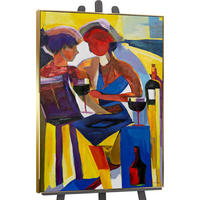 GEMÄLDE Farbenfroher Abend Schattenfugenrahmen Gold 140x100 cm - Goldfarben, Holz (140/100cm) - YS-art gallery