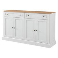 SIDEBOARD 150x86x40 cm mit 4 Türen und 2 Schubladen, Antikweiß/Natur - Naturfarben, Holzwerkstoff (150/86/40cm)