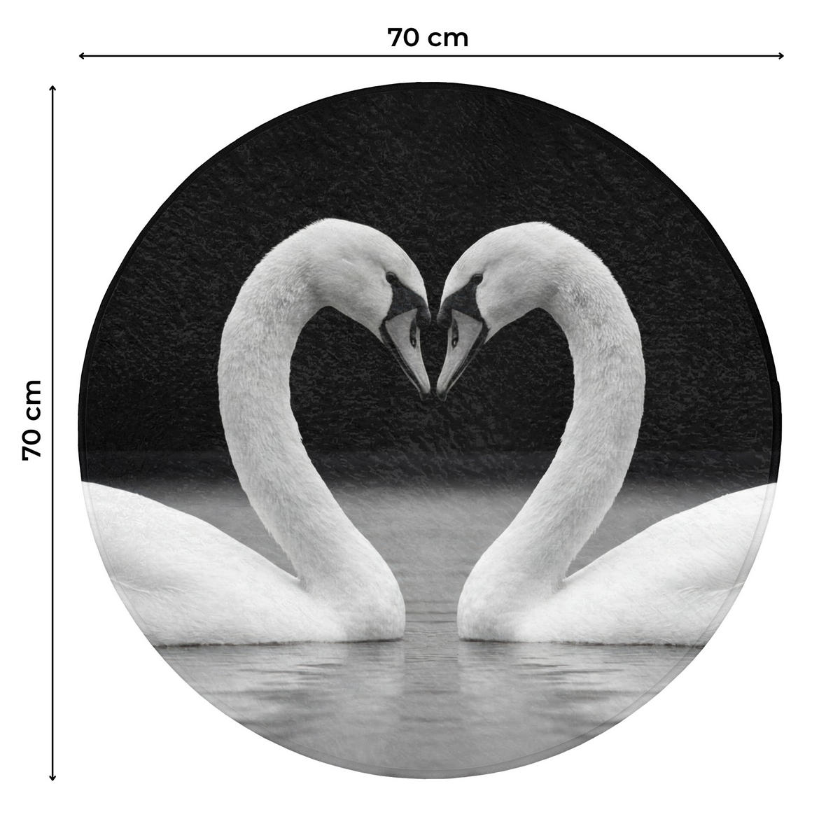 WC PŘEDLOŽKA Labutě - srdce - černá - bílá 70x70 cm - černá, textil/plast (70/1cm) - OnlyWow