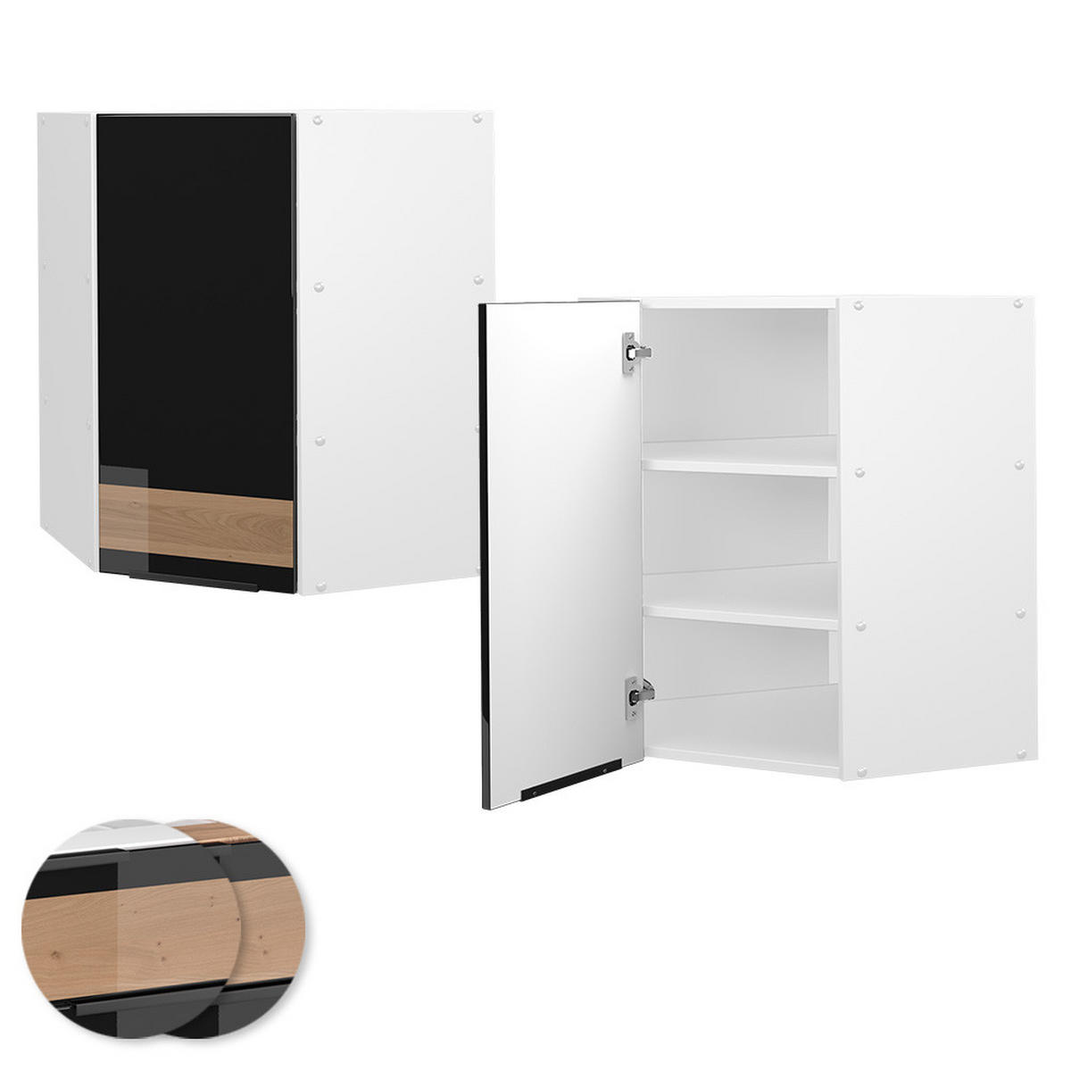 ECKHÄNGESCHRANK Fame-Line Schwarz Eiche hochglanz 57 cm - Schwarz Hochglanz/Schwarz, Holzwerkstoff (57/72/34.1cm) - Vicco