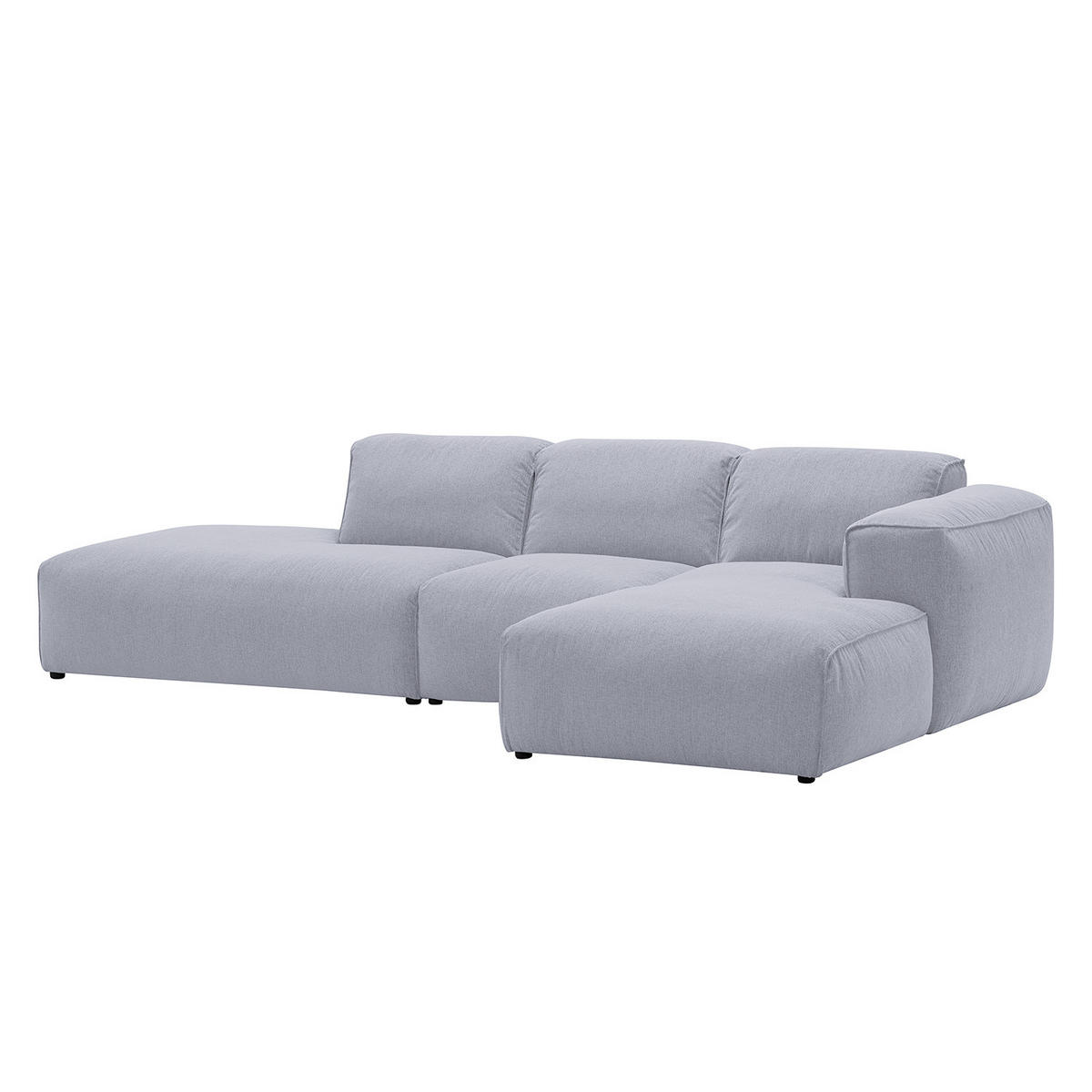 ECKSOFA mit Chaiselongue - Hellgrau/Schwarz, Kunststoff/Textil (290/173cm) - home24