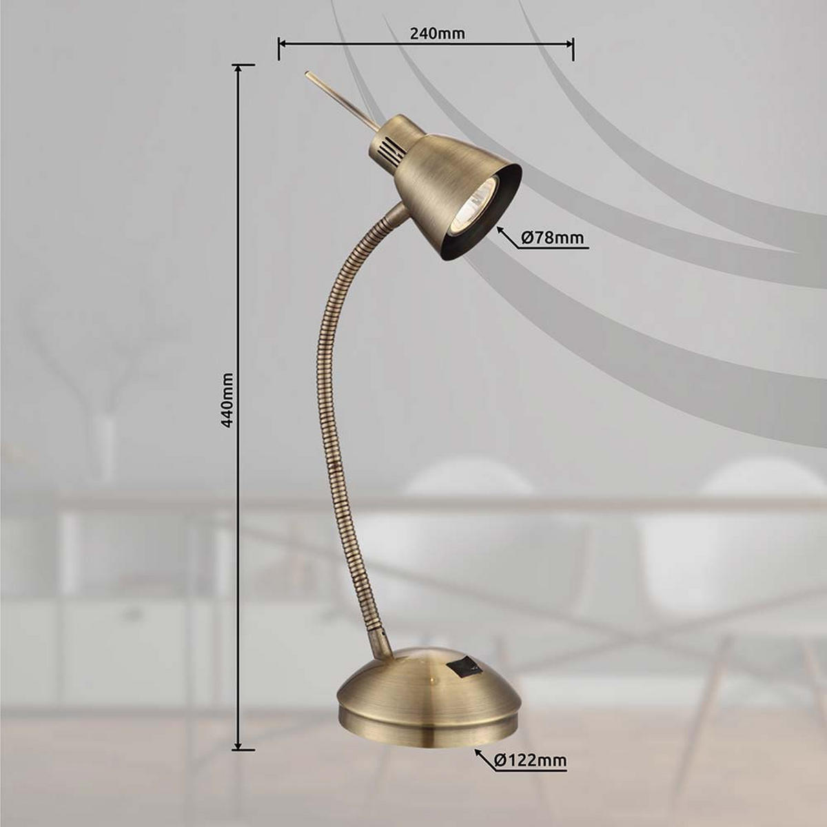 LED TISCHLEUCHTE NUOVA Altmessing - Messingfarben, Metall (24/24/44cm) - Globo Lighting