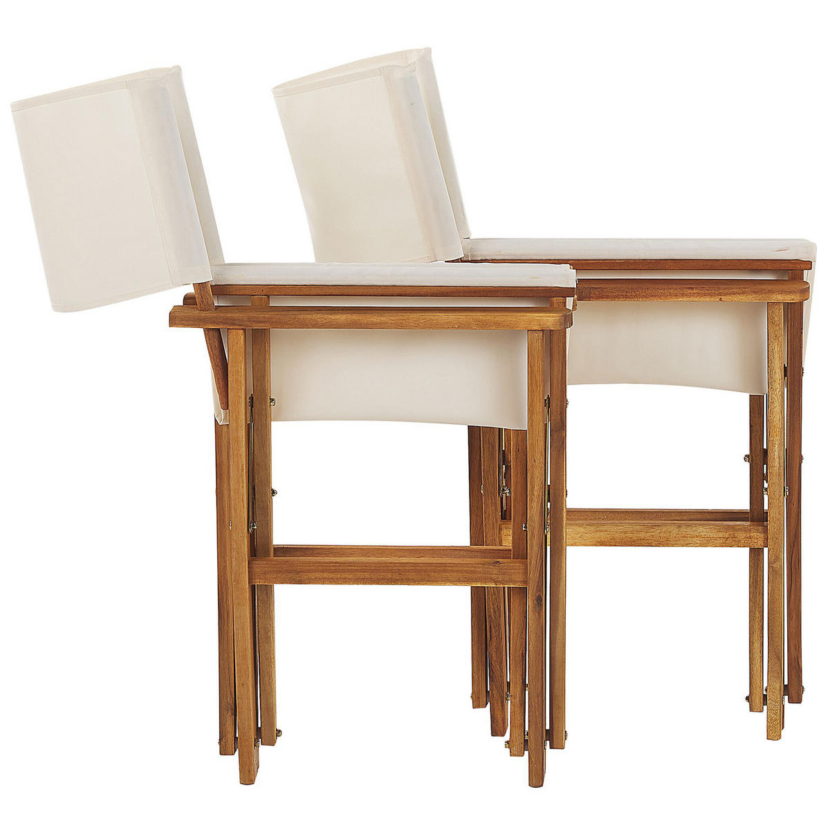 GARTENSTUHL 2er-Set Akazienholz hellbraun Auflagen cremeweiß Cine - Hellbraun/Weiß, Holz (50/91/50cm) - Beliani