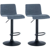 BARHOCKER 2er Set Stoff blau - Blau/Schwarz, Textil/Metall (39/84/36cm) - CLP