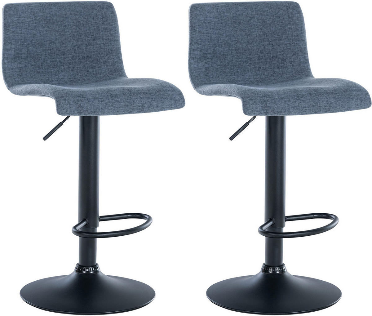 BARHOCKER 2er Set Stoff blau - Blau/Schwarz, Textil/Metall (39/84/36cm) - CLP
